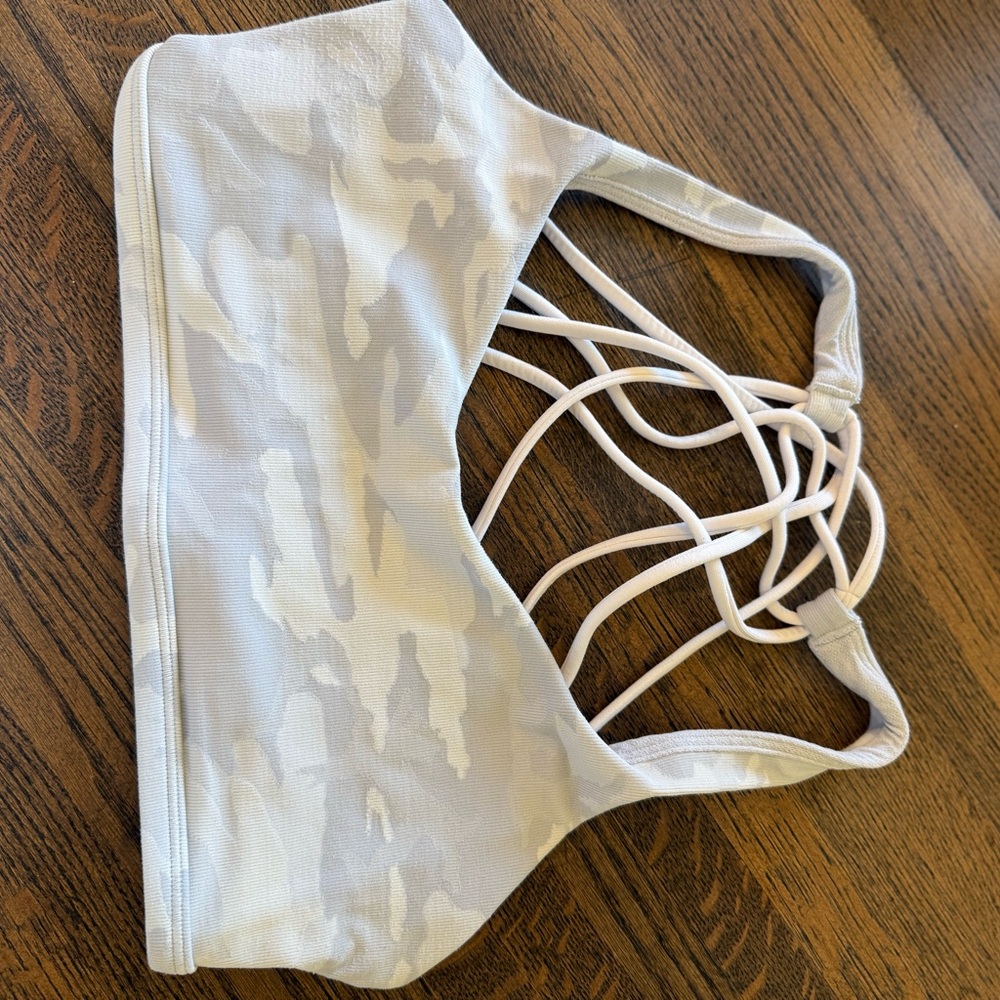 Lululemon Athletica Light Gray Camouflage Strappy Bra